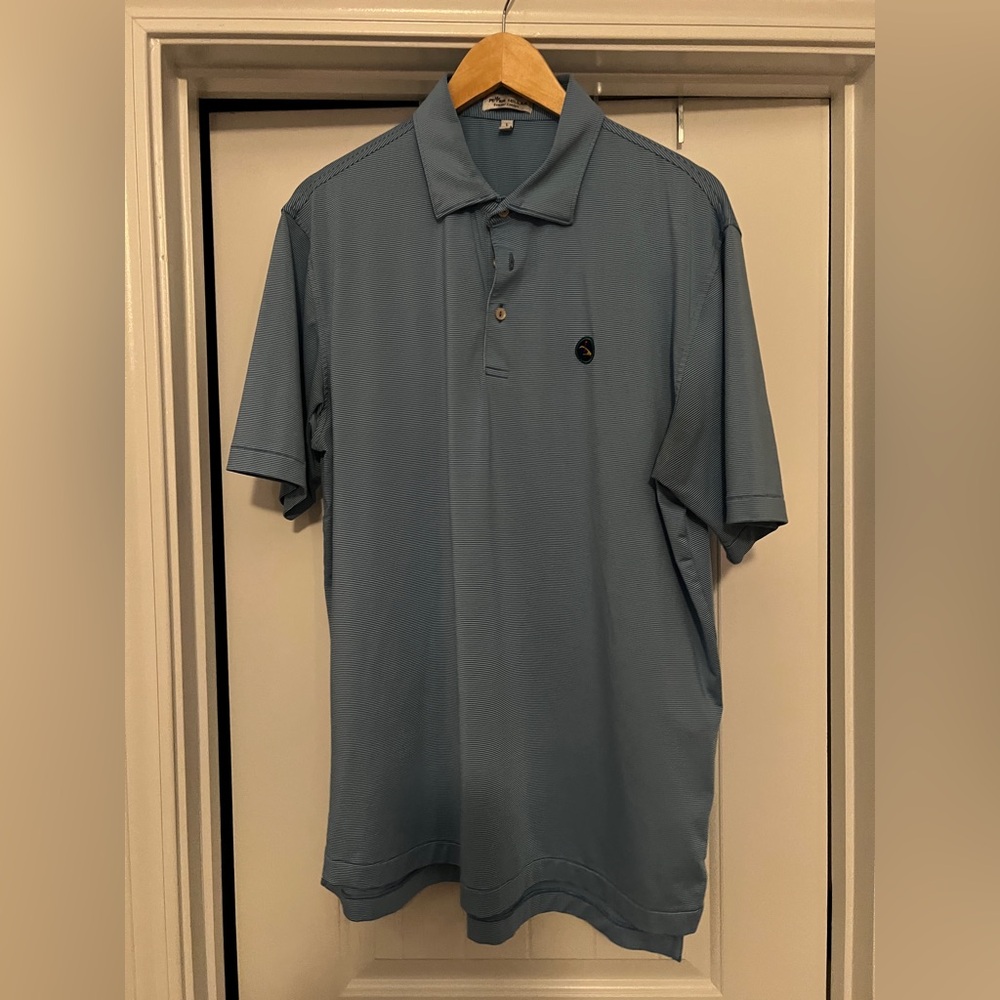 EUC Peter Millar Summer Comfort Polo size Large - blue w/ blue stripe